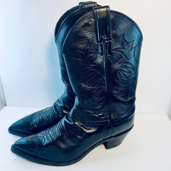 Justin Womens Black Lizard Cowboy Boots Size 8 1/2 - Picture 1 of 11